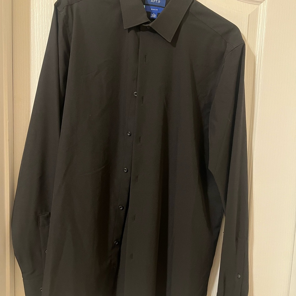 Apt. 9 Men's Black Long-Sleeve Dress Shirt - Solid